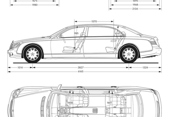 Maybach 62 (Майбах 62) - чертежи (рисунки) автомобиля